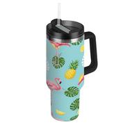RPLIFE Gobelet avec couvercle et paille de 887 ml en acier inoxydable avec paille pour homme et femme, flamants roses