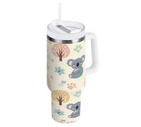 RPLIFE Gobelet de 1200 ml avec poignée et paille, gobelet de 887 ml, motif koalas mignons pour femme