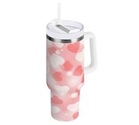 RPLIFE Gobelet de 1200 ml, bouteille d'eau en acier inoxydable avec paille, gobelet à café pour femme - Rose pâle