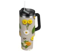 RPLIFE Gobelet en forme de nid d'abeille avec poignée, gobelet isotherme en acier inoxydable de 887 ml avec couvercles et pailles pour homme et femme