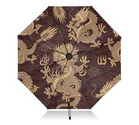 RPLIFE Golden Dragons Parapluie de voyage coupe-vent, léger et durable, automatique, pour femme, parapluies de voyage pour la pluie et le soleil