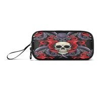 RPLIFE Grande trousse à crayons avec compartiments Motif tête de mort Rouge/violet