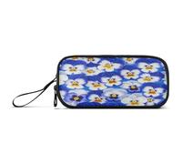 RPLIFE Grande trousse à crayons avec motif fleurs de pensées bleues et blanches, grande capacité