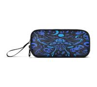 RPLIFE Grande trousse à crayons basique avec poches Motif tête de mort d'abeille Bleu