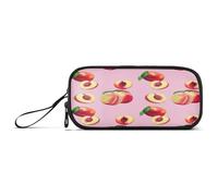 RPLIFE Grande trousse à crayons rose pâle avec feuilles vertes et pêche mûres