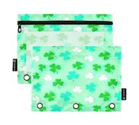 RPLIFE Green Clover Lot de 2 pochettes pour classeur à 3 anneaux pour l'école des enfants, trousse à crayons pour garçons et filles, 24 x 17 cm (taille unique x 2)