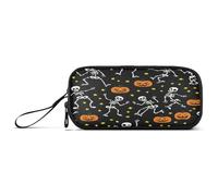 RPLIFE Halloween Funny Skeletons Black Pencil Boxes Big Pencil Bags Multi Pocket Pencil Case