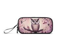 RPLIFE Hibou Branche Fleur Stylo Pouch Sac, Trousse à Crayons avec Compartiments, Longue Trousse