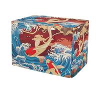 RPLIFE Housse de cage lavable et résistante au vent pour propriétaires d'animaux de compagnie Motif poissons koï japonais Taille S