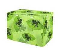 RPLIFE Housse de cage pour animal domestique avec côtés enroulables, housse de cage pour chien, motif grenouille, feuille verte, résistante aux UV, taille S