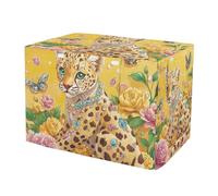 RPLIFE Housse de cage pour chien avec motif léopard et fleurs dorées, facile à installer (S-XL) avec fenêtres en maille, taille S