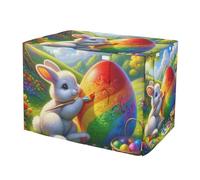 RPLIFE Housse de cage pour chien avec œufs colorés de lapin de Pâques (S-XL) lavable, résistante à l'eau pour cages d'animaux de compagnie, taille L