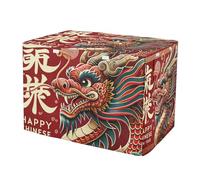 RPLIFE Housse de cage pour chien en forme de tête de dragon chinoise résistante à l'eau avec fenêtres en maille, réduit les aboiements, taille XL