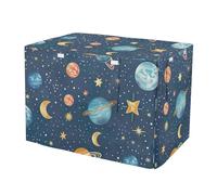 RPLIFE Housse de cage pour chien Motif planètes de dessins animés Bleu Taille S à XL Résistante aux UV avec fenêtres en maille Réduit les aboiements Taille L