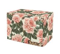 RPLIFE Housse de cage pour chien - Panneaux latéraux enroulables - Vintage - Motif léopard rose - Beige - Avec fenêtres en maille - Taille S