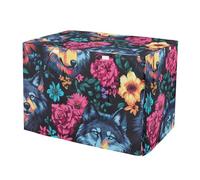 RPLIFE Housse de cage vintage pour chien avec fleurs de loup (S-XL) résistante à l'eau avec ouvertures, réduit les aboiements, taille S
