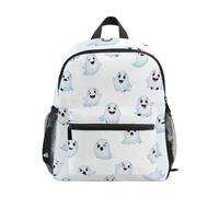 RPLIFE Joli sac à dos blanc avec monstres d'Halloween pour tout-petits filles garçons petit sac à dos, Monstres d'Halloween mignons blanc-2, Medium, Sacs à dos cool imprimé football