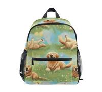 RPLIFE Joli sac à dos Golden Retriever pour petite fille avec étiquette nominative, mini sac à dos de voyage, Adorable golden retriever, 3-5 Years, Sacs à dos mignons