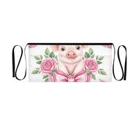 RPLIFE Joli tablier aquarelle rose porcelet pour homme et femme, tablier de serveuse court avec 3 poches, tablier pour cuisine et jardin