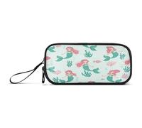 RPLIFE Jolie trousse à crayons verte motif sirènes, longue pochette à crayons pour l'école