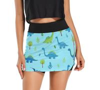 RPLIFE Jupe-short de golf pour femme - Jupe-short athlétique taille haute avec poches - Motif dinosaures de dessin animé - Taille S à XXL, Dinosaures mignons de dessin animé 2, Taille L