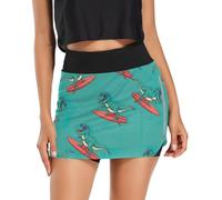 RPLIFE Jupe-short de golf Tenni - Jupe-short taille haute avec poches - Motif dinosaures - Vert - Taille S à XXL, Dinosaures Cool Vert-2, Taille L
