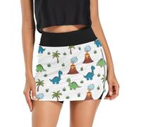 RPLIFE Jupes taille haute pour femmes, contrôle du ventre, motif dinosaures mignons colorés, blanc, jupe-short décontracté pour femmes, tailles S à XXL, Dinosaures mignons colorés blancs, Taille L