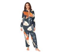 RPLIFE Koi Fish Combinaison pyjama unisexe à capuche pour adulte avec fermeture éclair et poches pour Noël ou maison, Poisson koï, M