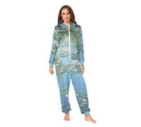 RPLIFE Lilies Sky Blues Green Combinaison pyjama de Noël en peluche douce pour adulte, Lilies Sky Blues Vert, S