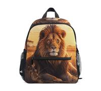 RPLIFE Lion Autumn Dusk Sac à dos pour tout-petits filles garçons, Crépuscule d'automne lion, Small, Sacs à dos cool imprimé football