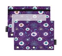RPLIFE Lot de 2 grandes pochettes souples pour classeur à 3 anneaux, pour classeurs à 3 anneaux, essentiels pour la rentrée scolaire, 25,9 x 18,8 cm, motif dessin animé coloré, toiles d'araignée