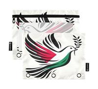 RPLIFE Lot de 2 grands sacs à dos pour l'école des enfants, motif drapeau de la Palestine, motif symbole de paix, trousse à crayons transparente pour garçons et filles, 24 x 17 cm