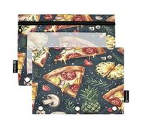RPLIFE Lot de 2 pochettes à pizza pour tranches d'ananas à 3 trous avec fenêtre transparente, 2 pochettes à crayons pour garçons et enfants, 24 x 17 cm (taille unique)