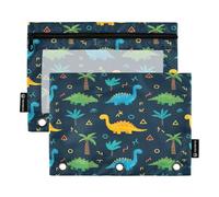 RPLIFE Lot de 2 pochettes colorées pour l'école des enfants, motif dinosaures de dessin animé, pochette transparente pour garçons et filles, 24 x 17 cm