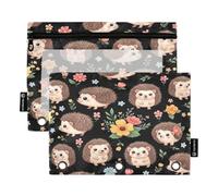 RPLIFE Lot de 2 pochettes perforées à 3 trous pour l'école des enfants, pochette transparente à fermeture éclair pour garçons et filles, 24 x 17 cm