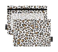 RPLIFE Lot de 2 trousses à crayons pour classeur à 3 anneaux, pochette à crayons plate et douce, essentiels pour la rentrée scolaire, 24 x 17 cm, imprimé léopard marron blanc