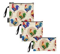 RPLIFE Lot de 3 sacs à goûter et à sandwich réutilisables beiges colorés avec fermeture éclair pour voyage, travail, école, bureau (lot de 3 : S/M/L)