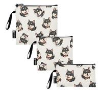 RPLIFE Lot de 3 sacs à goûter et à sandwich réutilisables en tissu lavable avec fermeture éclair pour enfants et adultes (tailles S/M/L) Beige