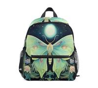 RPLIFE Luna Sac à dos à motif floral papillon de nuit pour filles, garçons, enfants avec étiquette nominative, mini sac à dos pour la maternelle, 3 à 8 ans