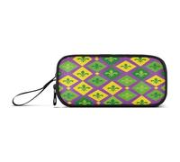 RPLIFE Mardi Gras Trousse à crayons et marqueurs Motif quadrillage Vert/violet