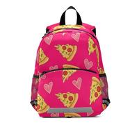 RPLIFE Mini sac à dos rose avec laisse pour enfant motif cœurs pizzas, cartable de voyage, 3 à 6 ans, taille M