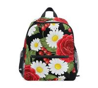 RPLIFE Mini sac à dos vintage pour filles et garçons, mini sac à dos préscolaire avec étiquette nominative, sac d'école pour enfants, Marguerite rose vintage, 6-8 ans