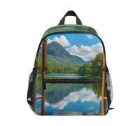 RPLIFE Mountains Green Trees Sac à dos pour petite fille avec étiquette nominative, mini sac à dos de voyage, Arbres verts des montagnes, 3-5 Years, Sacs à dos mignons