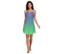 RPLIFE Nuisette intégrale à paillettes pour femme, col en V, sans manches, taille S, Paillettes vert marine, L