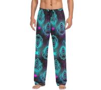 RPLIFE Pantalon de pyjama pour homme, bleu sarcelle fluo, violet, noir, pantalon de pyjama léger pour homme avec poches, Neon Cosmic Teal Purple Black, Large