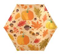 RPLIFE Parapluie compact, taille compacte pour sacs à dos/sacs à main, parapluies de voyage pour soleil, feuilles d'automne vives, orange