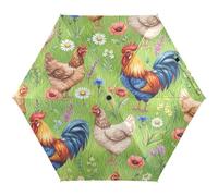 RPLIFE Parapluie, léger et durable, protection UV, taille de voyage pour femme, parapluies de voyage pour soleil, coqs rétro, fleurs sauvages, vert