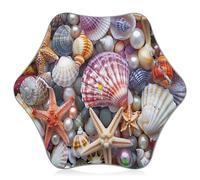 RPLIFE Parapluie pour enfants de 4 à 8 ans avec motif étoile de mer et coquillages colorés, coupe-vent, auvent de 88,9 cm