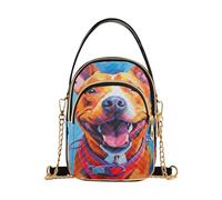 RPLIFE Peinture Orange Pitbull Dog Sac à main à bandoulière matelassé avec sangle de chaîne, sac à bandoulière pour femme pour voyage et usage quotidien