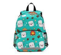 RPLIFE Petit sac à dos de voyage motif guimauves bleu sarcelle pour tout-petits, garçons et filles, 3 à 6 ans, taille M